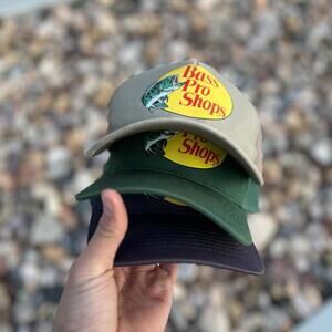 Lot of 3 BASS PRO SHOPS Hats Outdoor Fishing Baseball Trucker SnapBack USA Made